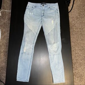 Elwood Light Indigo Denim Moto Pant